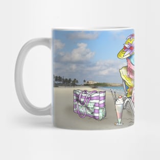 pink flamingo beach bum Mug